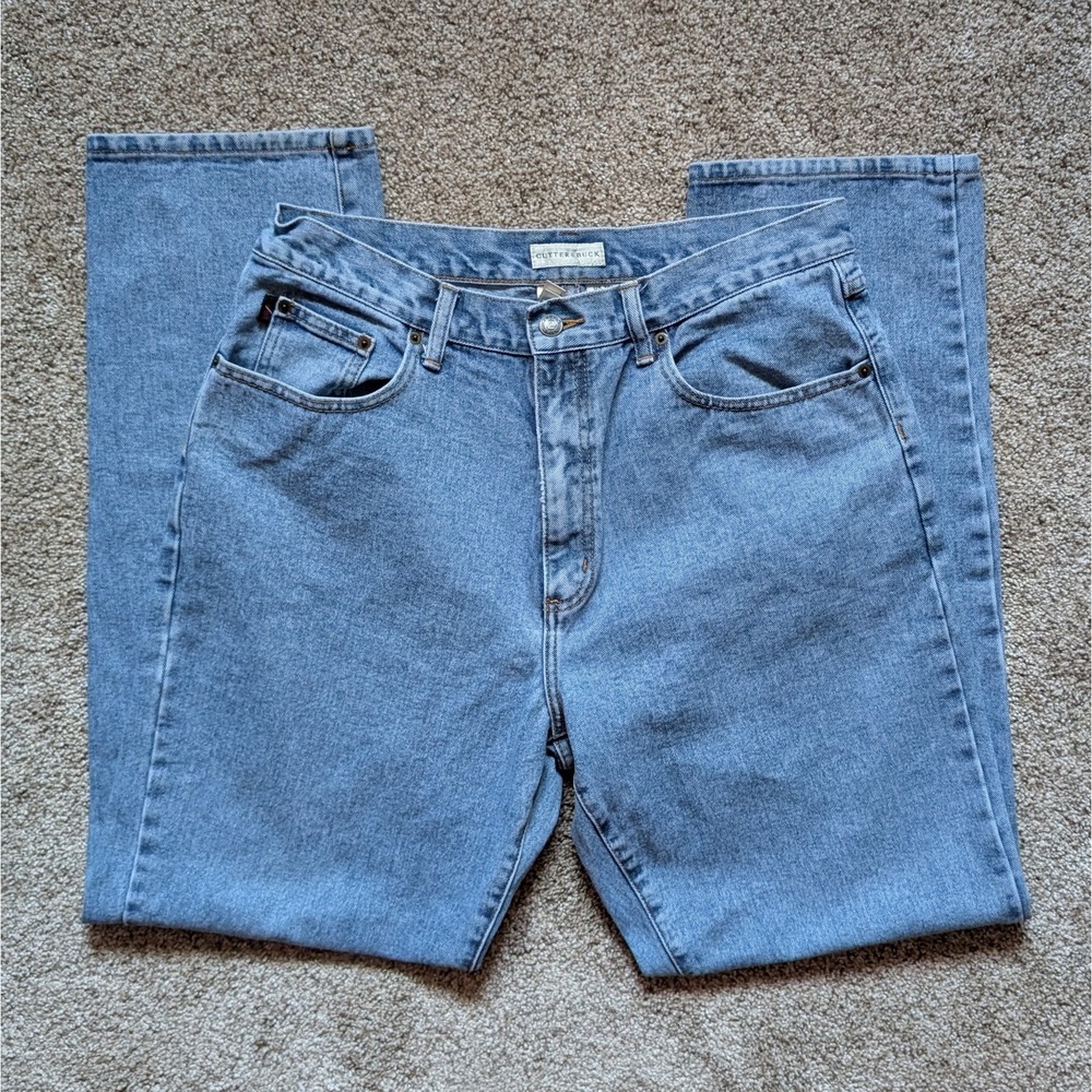 VTG Cutter & Buck Mens 35x32 Straight Leg Light Wash Jean